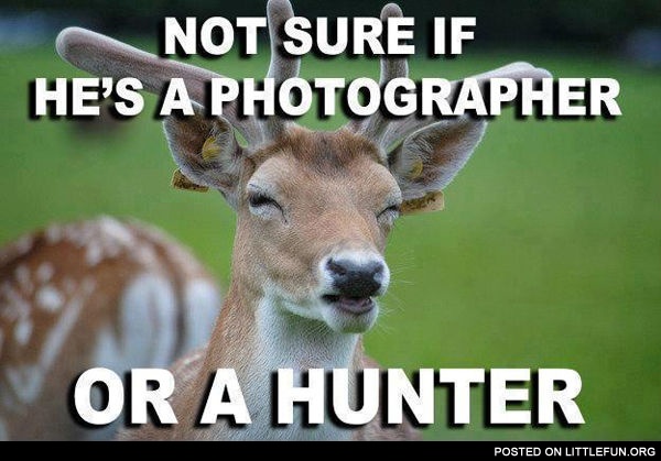 Not sure if he's a photographer or a hunter.